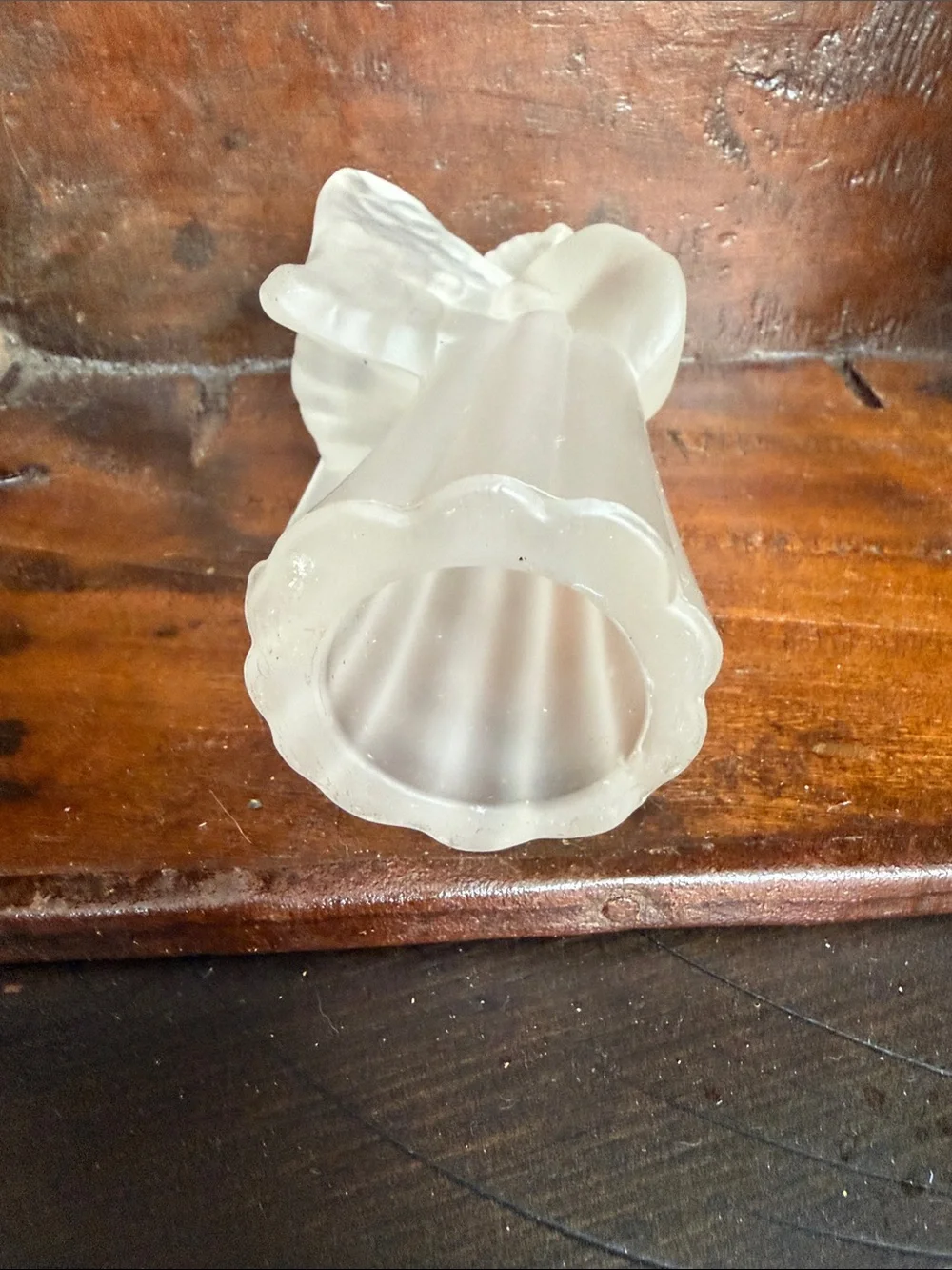 Frosted White Glass Angel Figurine CandleHolder- Holiday Decor